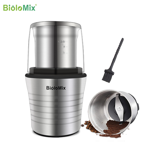BioloMix 2-en-1 Double tasses humides et sèches 300W moulin électrique épices et grains de café corps en acier inoxydable et lames de meunier ► Photo 1/6