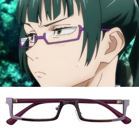 Jujutsu Kaisen Maki Zenin Cosplay lunettes violet demi-monture lunettes sans lentille Anime accessoires de déguisement ► Photo 1/1