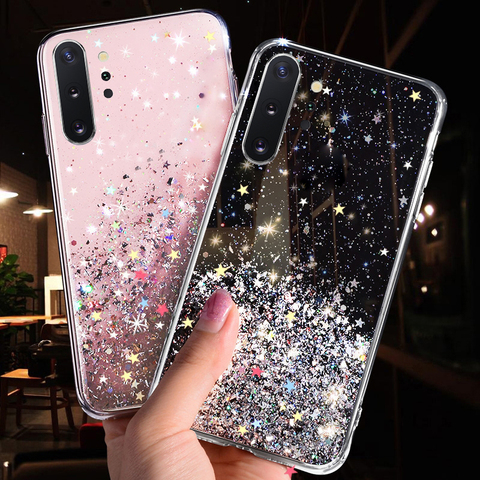 Bling Étoile À Paillettes Pour Samsung Galaxy A10 A20 A20S A30 A40 A50 A70 A80 A90 M10 S10E S10 S9 S8 A6 J4 J6 Plus A7 2022 Couverture ► Photo 1/6