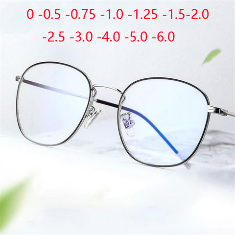 Lunettes en métal Anti-lumière bleue pour homme et femme, verres de Prescription pour myopie asphérique, 0-1.56-0.5 -0.75 -1.0 à-6.0 ► Photo 1/6