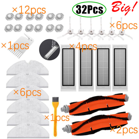 Kit de pièces de rechange pour aspirateur Robot Xiaomi Roborock S50 S5, tissus de vadrouille humide, filtre, brosse latérale, brosse rouleau, réservoir d'eau ► Photo 1/6