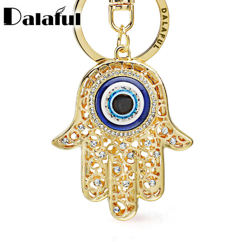 Chanceux Hamsa Fatima Main Yeux Porte-clés Charme Amulette Bourse Sac Boucle Pendentif Pour Voiture Porte-clés porte-clés porte-femmes K236 ► Photo 1/6