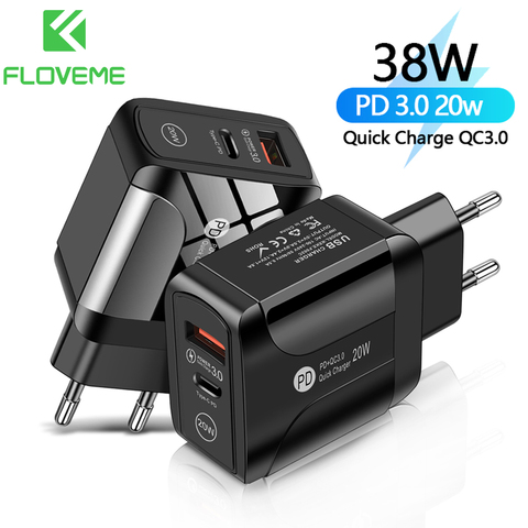 Chargeur FLOVEME 20W PD Charge rapide 3.0 iPhone12 11 Type C chargeur rapide 3.0 18W pour Xiaomi Samsung chargeur de téléphone portable ► Photo 1/6