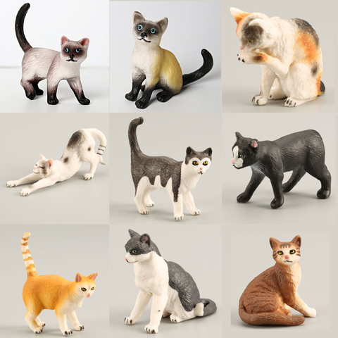 Figurines de chat réalistes, animaux miniatures de ferme, jouets éducatifs, modèles d'animaux, ensemble de jouets, décoration et cadeaux de fête ► Photo 1/6