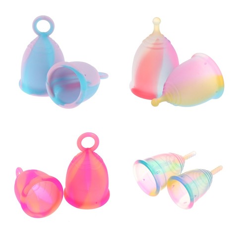 Coupe menstruelle colorée Silicone de qualité médicale hygiène féminine menstruelle dame femmes période coupe Silicone coupe menstruelle réutilisable ► Photo 1/6