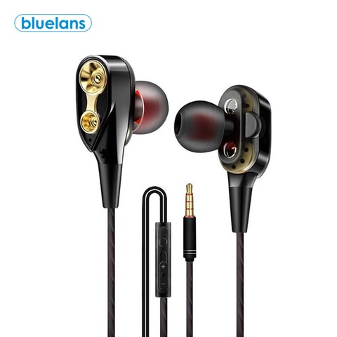 Double lecteur stéréo filaire écouteur dans l'oreille casque écouteurs basse écouteurs pour IPhone Samsung 3.5mm Sport jeu casque avec micro ► Photo 1/6