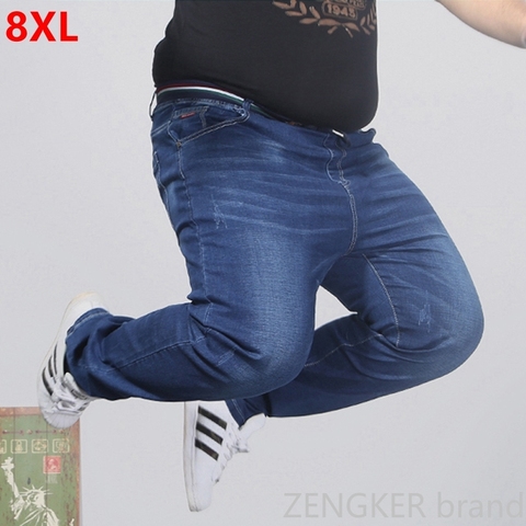 Taille élastiquée surdimensionné stretch jeans mâle plus la taille lâche grand homme pantalon 2x-8x grands chantiers ► Photo 1/3