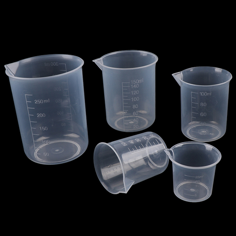 Tasse de mesure volumétrique en plastique, pour la cuisine, pour laboratoire, 2 pièces: 250ml/150ml/100ml/50ml/25ml, transparente ► Photo 1/6