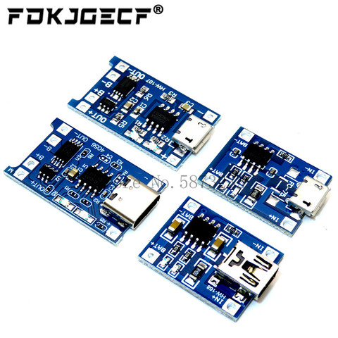 10 pièces Micro type-c USB 5V 1A 18650 TP4056 chargeur de batterie au Lithium Module de charge avec Protection double fonctions 1A Li-ion ► Photo 1/5