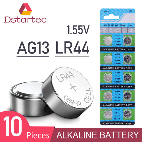 2022 nouveau 10 pièces 30mAh 1.55V AG13 LR44 L1154 RW82 SR1154 SP76 pila SR44 bouton piles pour montre jouets pile à distance ► Photo 1/6