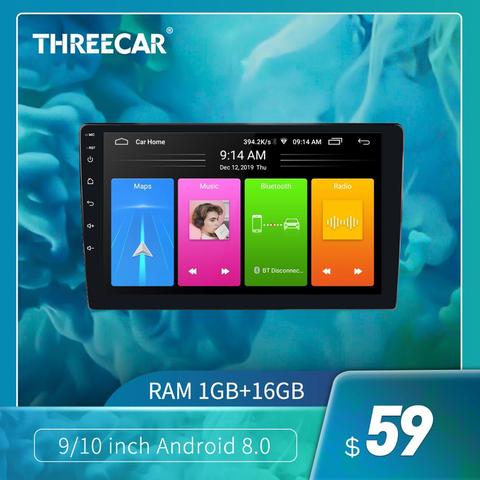 Lecteur multimédia sous Android 8.1, Quad Core 1 + 16 pouces, navigation GPS, Wifi, Bluetooth, lecteur Audio stéréo, écran partagé, 2 din ► Photo 1/6