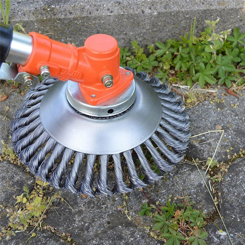 Fil d'acier roue jardin brosse à mauvaises herbes tondeuse à gazon mangeur d'herbe tondeuse débroussailleuse outils jardin coupe gazon tête brosse à mauvaises herbes ► Photo 1/6