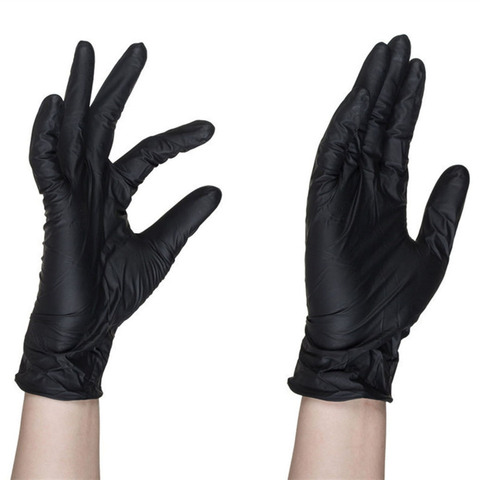 Gants en Nitrile jetables sans poudre Texture du bout des doigts boîte de 100 noir ► Photo 1/6