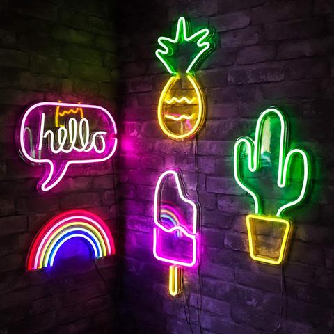 Luminaire néon coloré alimenté par USB, LED panneaux muraux pour fête de noël, pour fenêtre de magasin, Art déco ► Photo 1/6