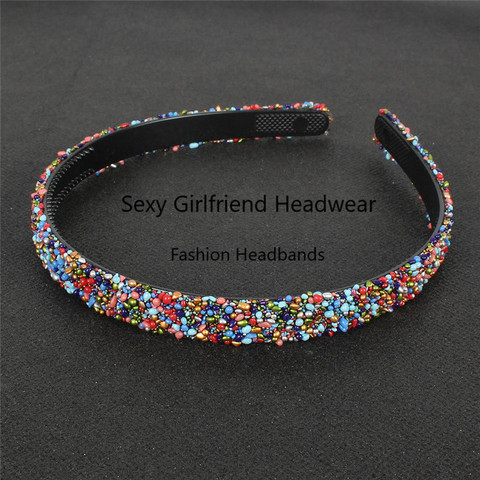 Strass de perles de cristal simulé accessoires de cheveux de luxe bandeaux de cheveux rembourrés scintillants coiffe bandeaux de femmes blanches ► Photo 1/6