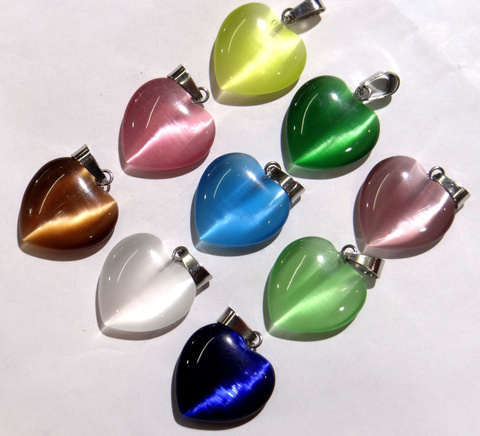 Pendentifs en pierre naturelle, cœur, Quartz, cristal, aventurine, œil de tigre, opale, œil de chat, pour la fabrication de bijoux, accessoires, 12 pièces ► Photo 1/6