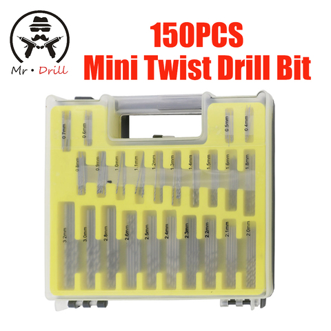 0.4mm-3.2mm 150 pièces ensemble Mini Kit de foret hélicoïdal HSS Micro précision foret hélicoïdal avec outil de forage de mallette de transport ► Photo 1/5