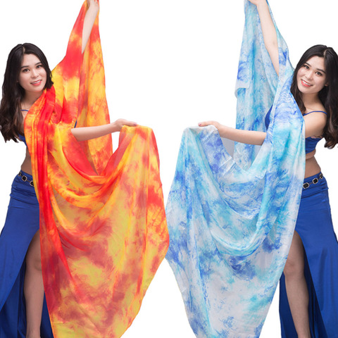 Voile jeté à la main en soie, écharpe de danse du ventre, 100% cm, 200cm, 250cm, pour enfants et adultes, 13 couleurs, spectacle sur scène, nouveauté 270 ► Photo 1/6