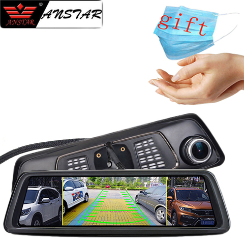 Anstar – caméra de tableau de bord 4CH, 2 go + 32 go, pour voiture, 10 pouces, rétroviseur, 4G DVR, enregistreur HD 1080P, ADAS GPS, enregistrement automatique ► Photo 1/1