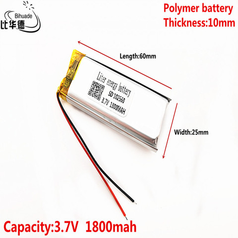 3.7 V 1800 mAh 102560 Lithium Polymère Li-Po li ion Rechargeable Batterie cellules Pour Mp3 MP4 MP5 GPS PSP mobile bluetooth ► Photo 1/4