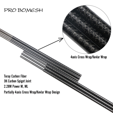 Pro Bomesh – barre de basse en fibre de carbone Toray 2.28M, 1 pièce, Section ML M, enveloppe transversale en Kevlar, 4 axes, à monter soi bricolage ► Photo 1/6