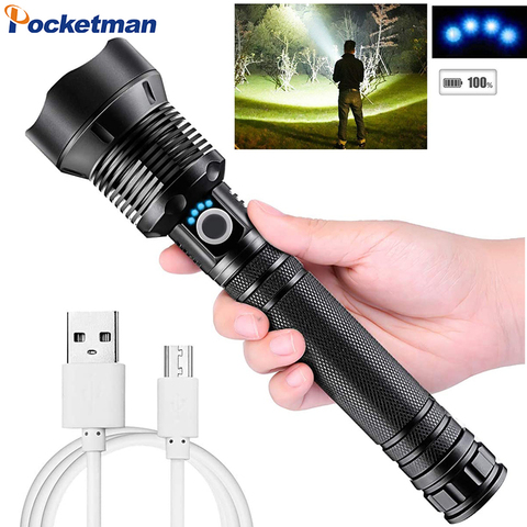 XHP70.2 lampe de poche LED USB Rechargeable lampe de poche Zoomable torche XHP70/XHP50 torche LED Camping main lumière utilisation 18650 batterie ► Photo 1/6