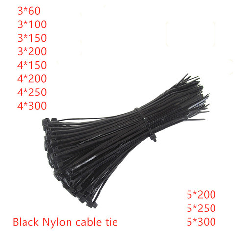 Lot de 50 attaches de câble noires autobloquantes, en plastique et en Nylon, fermeture éclair, haute qualité ► Photo 1/3