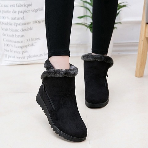 2022 femme chaussures femme hiver neige bottes chaudes bottines plate-forme en caoutchouc femme bottes hiver neige chaussures dame chaussures à talons bas ► Photo 1/6