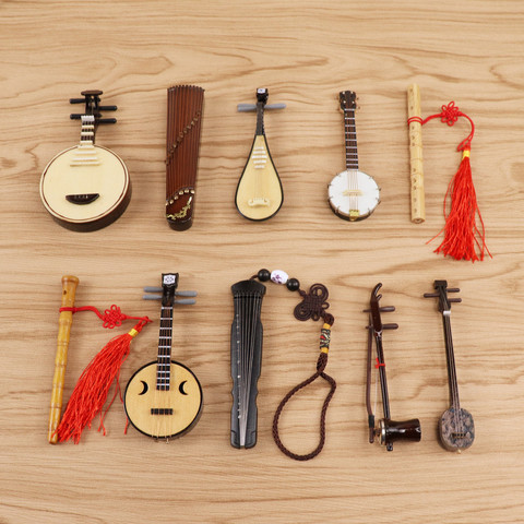 Réplique du modèle de Pipa de Guzheng Miniature, avec support et étui, Mini Instrument de musique, ornements, cadeaux traditionnels chinois ► Photo 1/6