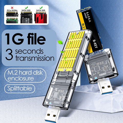 UTHAI M2 boîtier SSD NVME/SATA châssis M.2 à USB 3.0 adaptateur SSD pour NVME PCIE NGFF SATA M / B clé disque SSD boîte M.2 boîtier SSD ► Photo 1/6