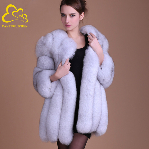 Manteau de fourrure de renard moelleux femmes veste d'hiver mode Silm Outwear haute qualité épais imitation manteau de fausse fourrure ► Photo 1/6