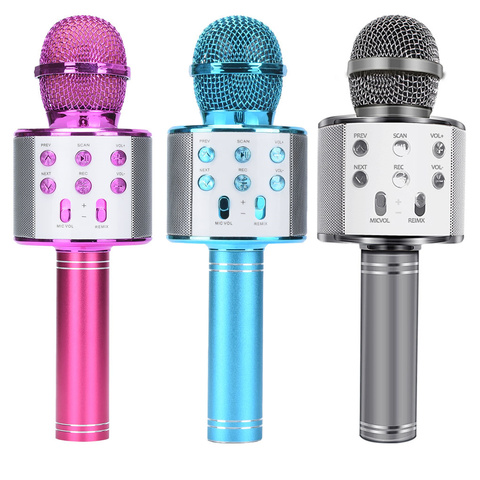 Microphone de karaoké sans fil portable, Bluetooth, avec haut-parleur, professionnel, WS858 ► Photo 1/6