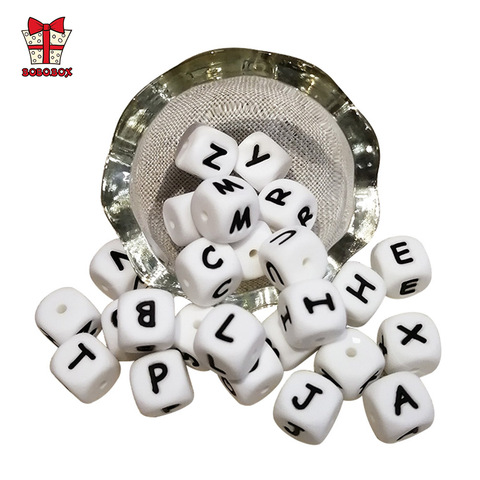 BOBO.BOX – perles de dentition en Silicone pour bébé, 10 pièces, lettres de l'alphabet à mâcher, nom personnalisé, collier, DIY, 12mm ► Photo 1/6