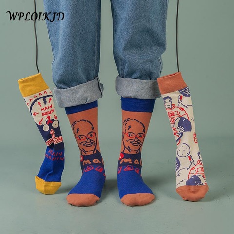 Mode Couples hommes femmes chaussettes 44 couleur Skateboard heureux chaussettes Art créatif dessin animé fruits Harajuku Hip Hop rues chaussettes drôles ► Photo 1/6