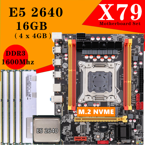 Carte mère pour gaming X79 LGA 2011, carte mère avec processeur E5 M-ATX, SATA III, SSD M.2 NVME, 16 go MAX 2640 Mhz DDR3 ECC, pour Intel X79 ► Photo 1/5