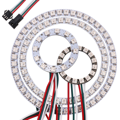 Modules RGB LED adressables avec anneau de 5V LED ronde cercles, WS2812B SK6812, couleur polychrome, 1/8/12/16/24/32/40/48/60/241 Led ► Photo 1/6