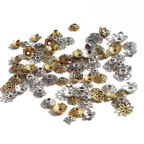 Mélange de perles tibétaines antiques en argent et or, 100/200 pièces, bouchons de fleurs, accessoires de bricolage, pour la fabrication de bijoux ► Photo 1/6