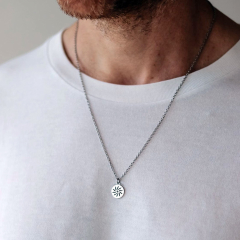 Collier avec pendentif soleil en acier inoxydable pour homme et femme, bijou à la mode, Simple, longue chaîne, cadeau, 2022 ► Photo 1/4