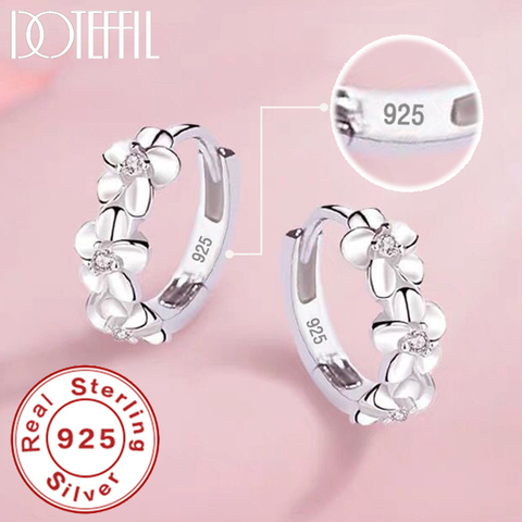 DOTEFFIL – petite boucle d'oreille ronde en argent Sterling 925 avec Zircon pour femme, petite fleur de Rose, AAA, bijou de fiançailles et de mariage ► Photo 1/6