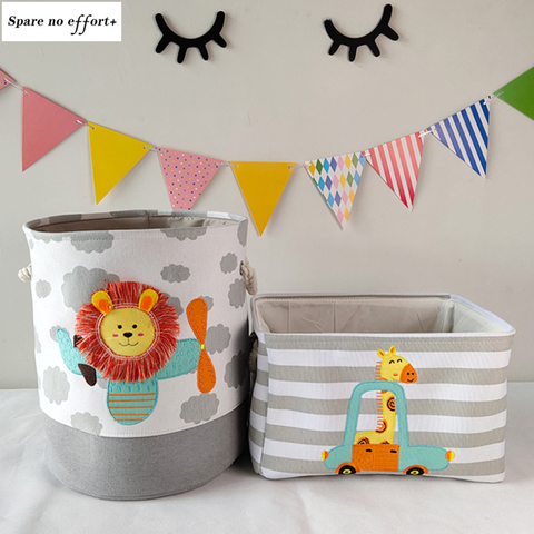 Bébé jouets boîte de rangement toile panier mignon dessin animé Lion girafe panier de rangement pour enfants vêtements sales seau organisateur sac à linge ► Photo 1/5