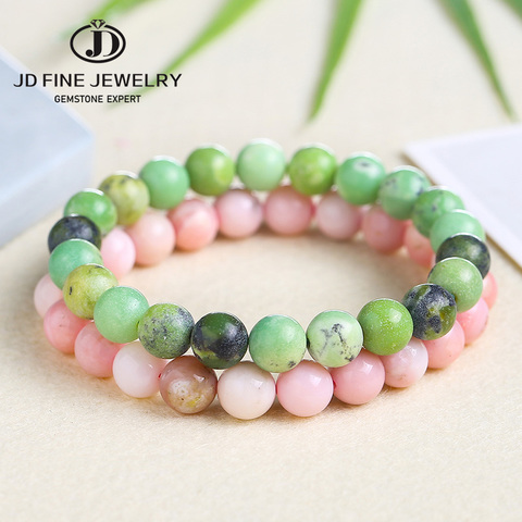 JD minéraux naturels gemme rose opale perles Bracelet bijoux rond vert opale pierre perles 4 6 8 10mm Bracelets à faire soi-même bijoux ► Photo 1/6