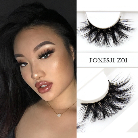 FOXESJI – faux-cils en vison 5D, épais, Volume croisé, pelucheux, sans cruauté pour les yeux, maquillage dramatique ► Photo 1/6