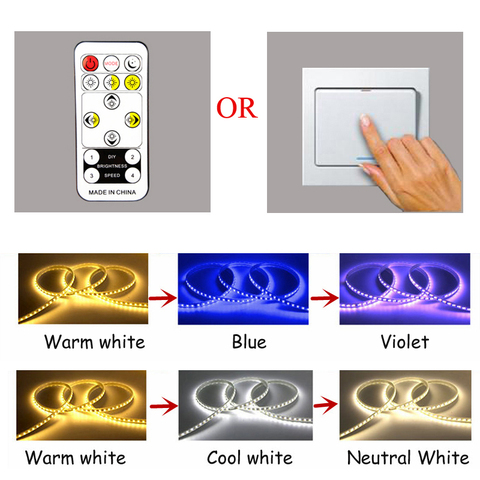 Bande lumineuse avec diodes, éclairage à intensité variable, 3 couleurs changeantes, lampe à câble néon, 5730 LED, LED Ultra lumineuse V, IP67, ruban d'éclairage Flexible ► Photo 1/6