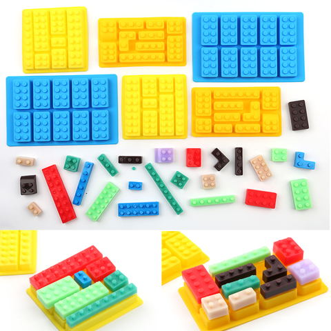 Moule de construction Lego en Silicone 3D moule pour faire soi-même plateau chocolat Jello Brownie desserts, outil de décoration de gâteaux, 1 pièce ► Photo 1/6