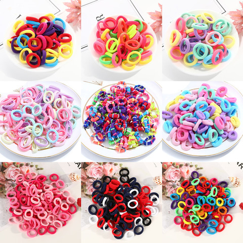 50/100 pièces bébé filles coloré petit élastique bandes de cheveux enfants élastique pour queue de cheval enfants bandeau élastique accessoires de cheveux ► Photo 1/6