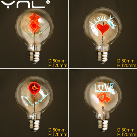 Lampe de noël Vintage à incandescence, ampoule Edison G80 E27 220V fleurs de noël à motif flamand Rose ► Photo 1/6
