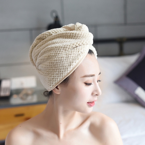 Serviette de bain en microfibre, séchage rapide des cheveux, doux, bonnet de douche, Turban pour la tête et les hommes ► Photo 1/6