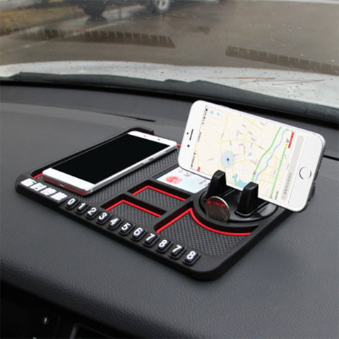 Support de téléphone de voiture en Silicone, temporaire, pas de numéro de carte de stationnement, tapis de téléphone de voiture, tableau de bord pour voiture, pièce de monnaie, tapis antidérapant ► Photo 1/6