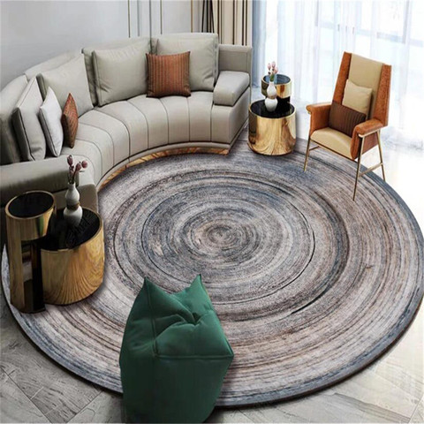 Tapis rond imprimé avec anneau annuel | Tapis de luxe à la mode pour salon, tapis géométriques sans fin, décoration de salle à manger ► Photo 1/6