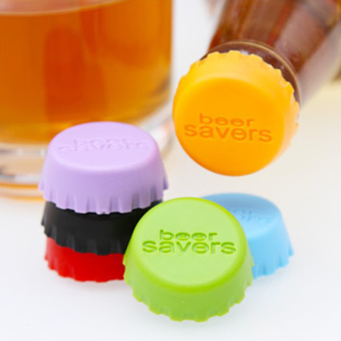 6 pièces Silicone bouchon de bouteille de bière réutilisation pratique coloré fuite libre pour vin bière boisson bouteille nouveauté scellant bouchon couverture ► Photo 1/6